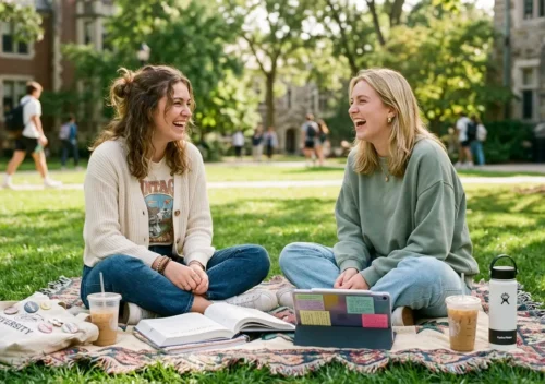 two friends in college