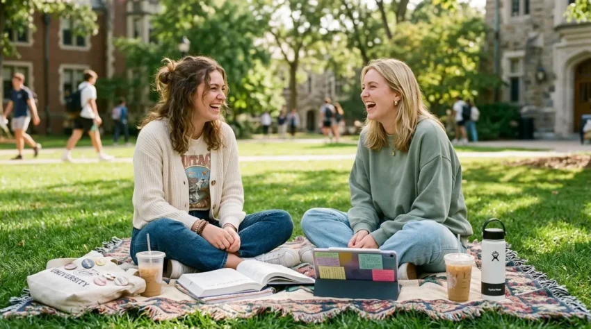 two friends in college