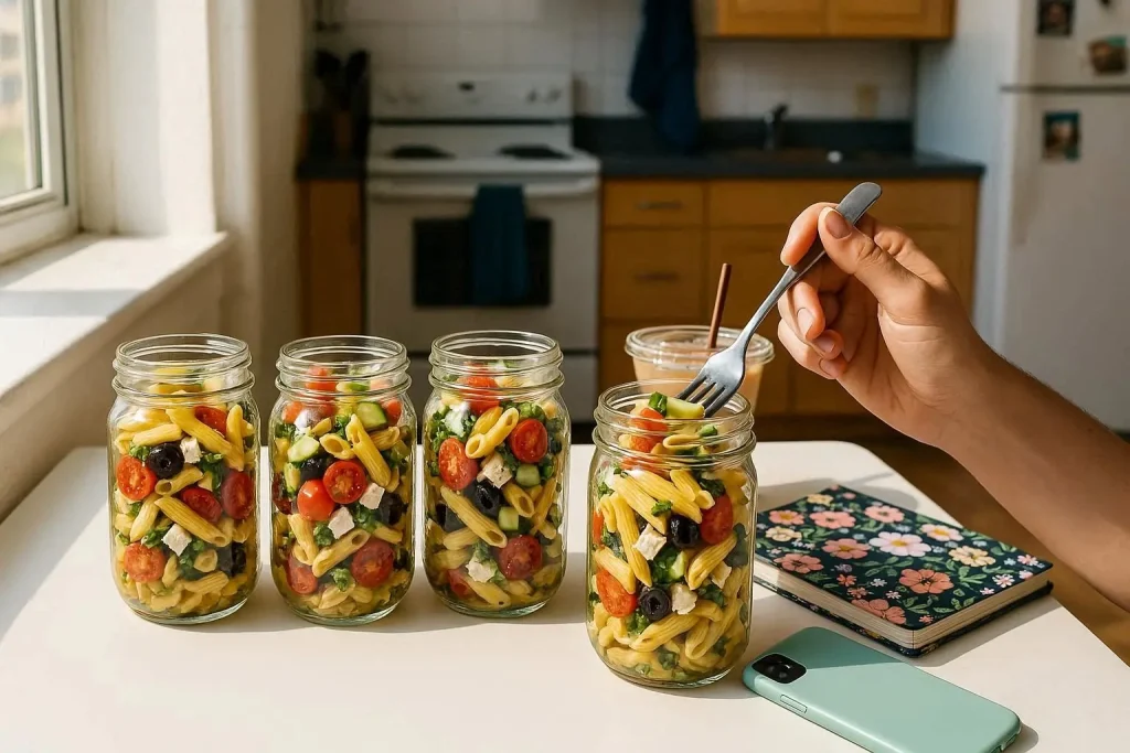Pasta Salad Jars for On-the-Go Lunches