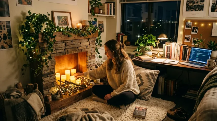 castlecore fake fireplace